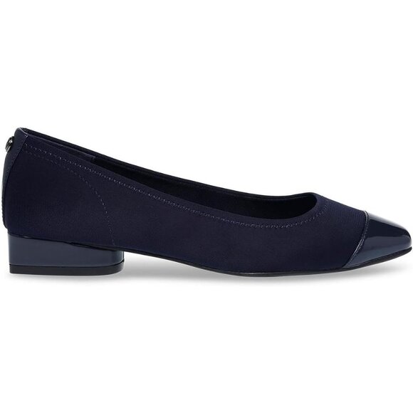 Anne Klein Womens Blue LeatherClosed Pointed ToePull-On Carlie Ballet Flat - Picture 3 of 4